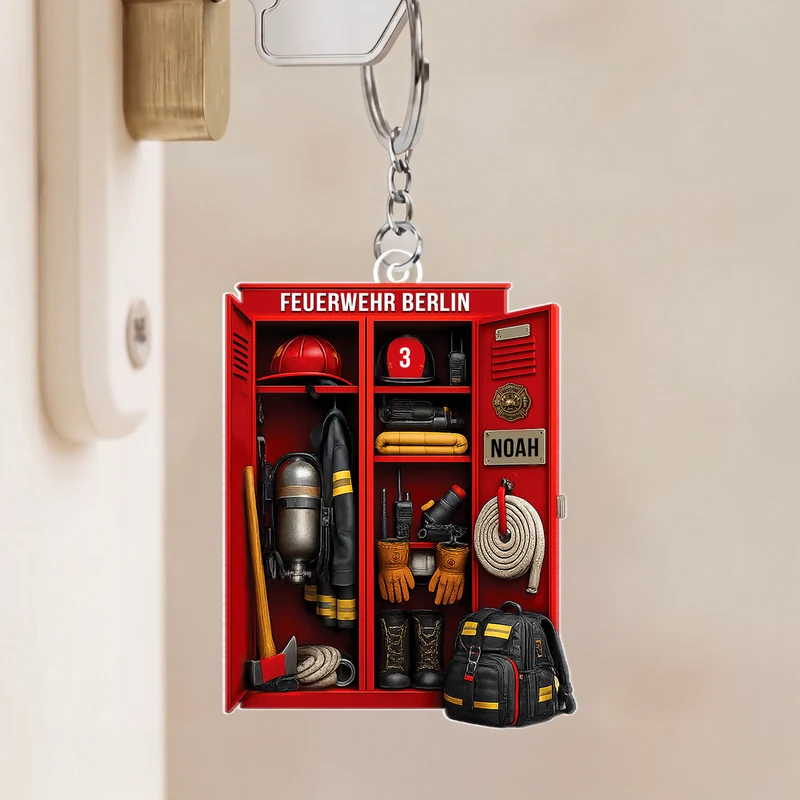 [3D-Optik] Feuerwehrspinde - Personalisiertes Geschenk | Acryl Schlüsselanhänger