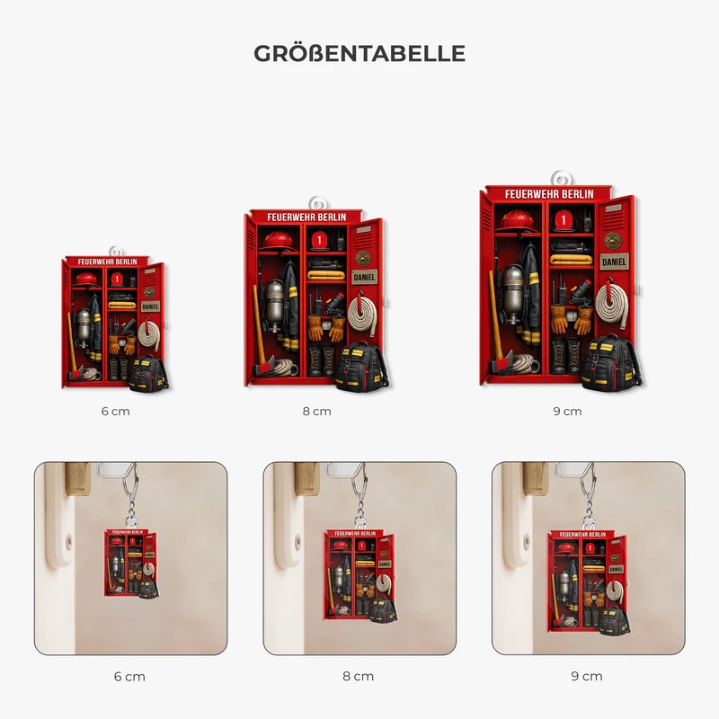 [3D-Optik] Feuerwehrspinde - Personalisiertes Geschenk | Acryl Schlüsselanhänger