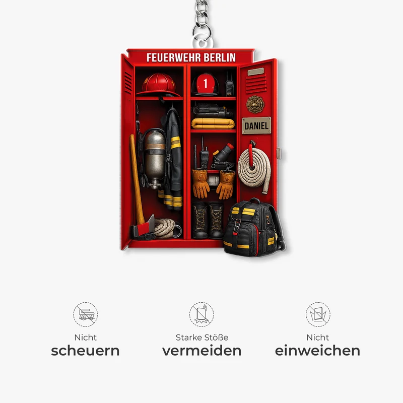 [3D-Optik] Feuerwehrspinde - Personalisiertes Geschenk | Acryl Schlüsselanhänger