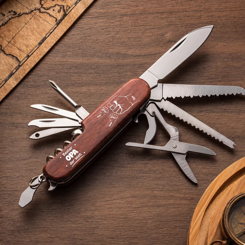 Bester Papa Der Welt - Personalisiertes Geschenk | Multitool Messer Papa Opa