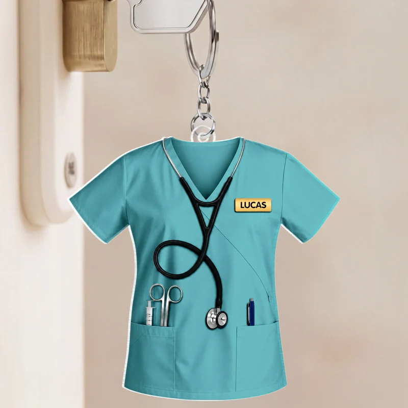 [3D-Optik] Arbeitskleidung Für Pflegeberufe - Personalisiertes Geschenk | Acryl Schlüsselanhänger