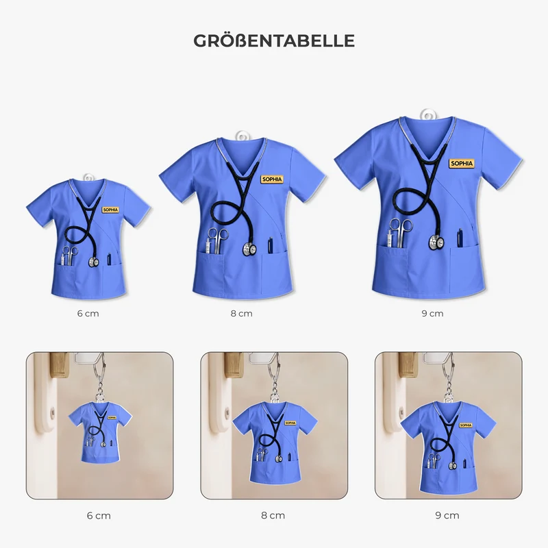 [3D-Optik] Arbeitskleidung Für Pflegeberufe - Personalisiertes Geschenk | Acryl Schlüsselanhänger