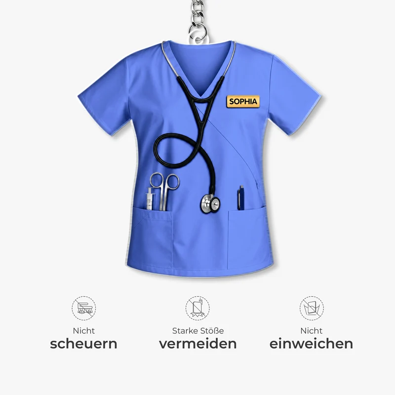 [3D-Optik] Arbeitskleidung Für Pflegeberufe - Personalisiertes Geschenk | Acryl Schlüsselanhänger