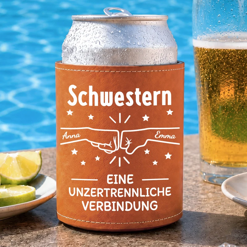 Eine Unzertrennliche Verbindung - Personalisiertes Geschenk | Leder Dosenkühler Bruder Schwester