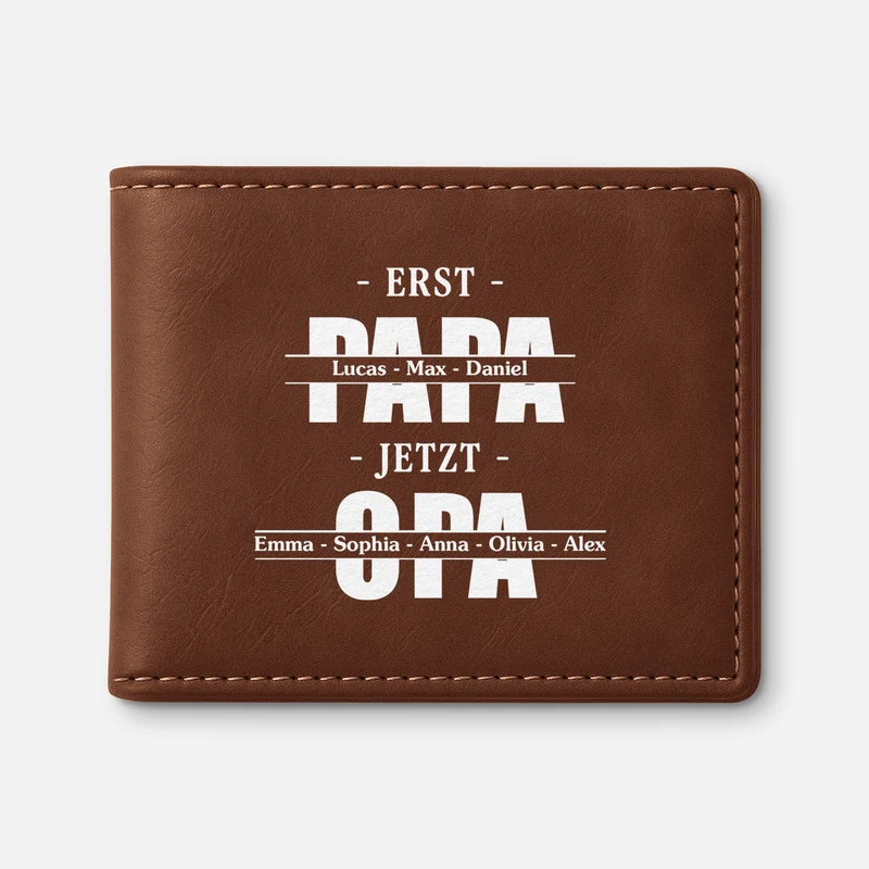 Erst Papa Dann Opa - Personalisiertes Geschenk | Portemonnaie Herren Papa Opa