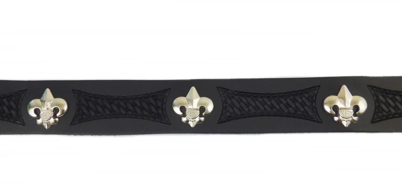Gürtel Wechselgürtel Echt Leder schwarz o. braun punziert Fleur de Lys 70 - 140