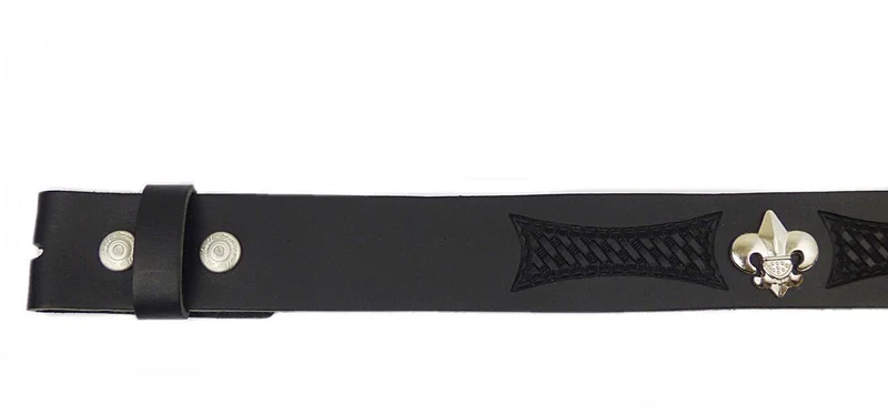 Gürtel Wechselgürtel Echt Leder schwarz o. braun punziert Fleur de Lys 70 - 140
