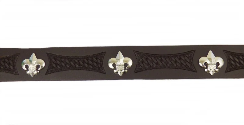 Gürtel Wechselgürtel Echt Leder schwarz o. braun punziert Fleur de Lys 70 - 140
