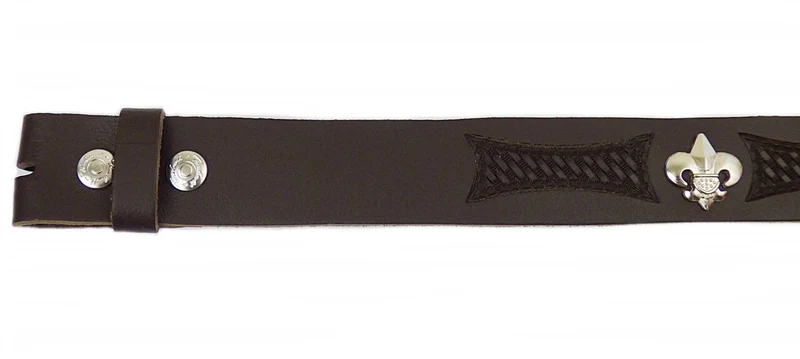 Gürtel Wechselgürtel Echt Leder schwarz o. braun punziert Fleur de Lys 70 - 140