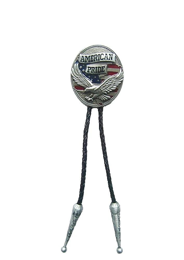 Bolo Tie Westernkrawatte Adler American Pride Lederkordel verstellbar mit Clip