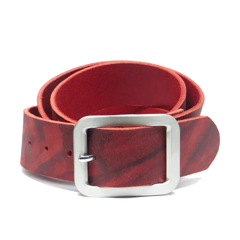 Ledergürtel 4 cm breit rot Büffelleder