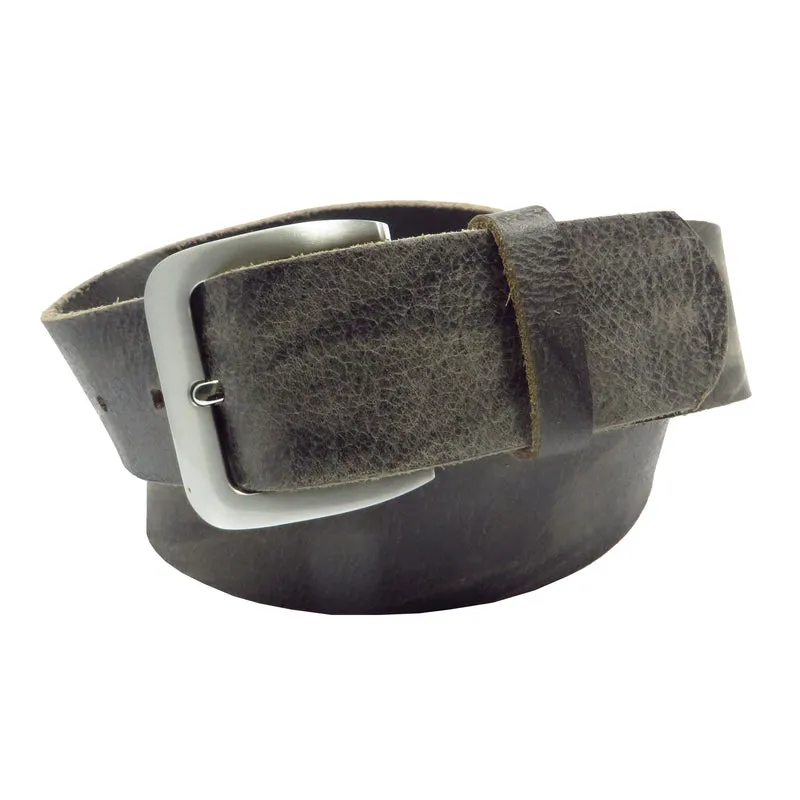 Ledergürtel 4 cm breit grau Büffelleder