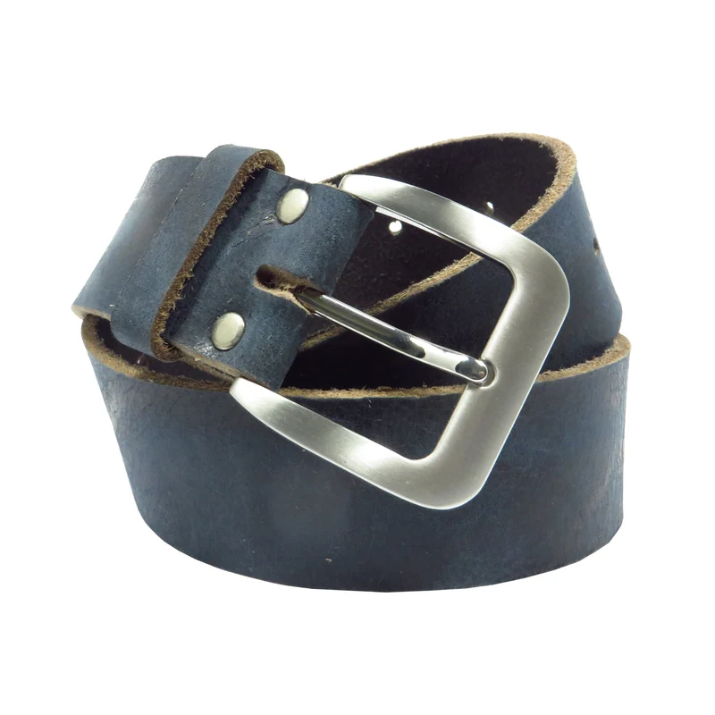 Ledergürtel 4 cm breit blau Büffelleder