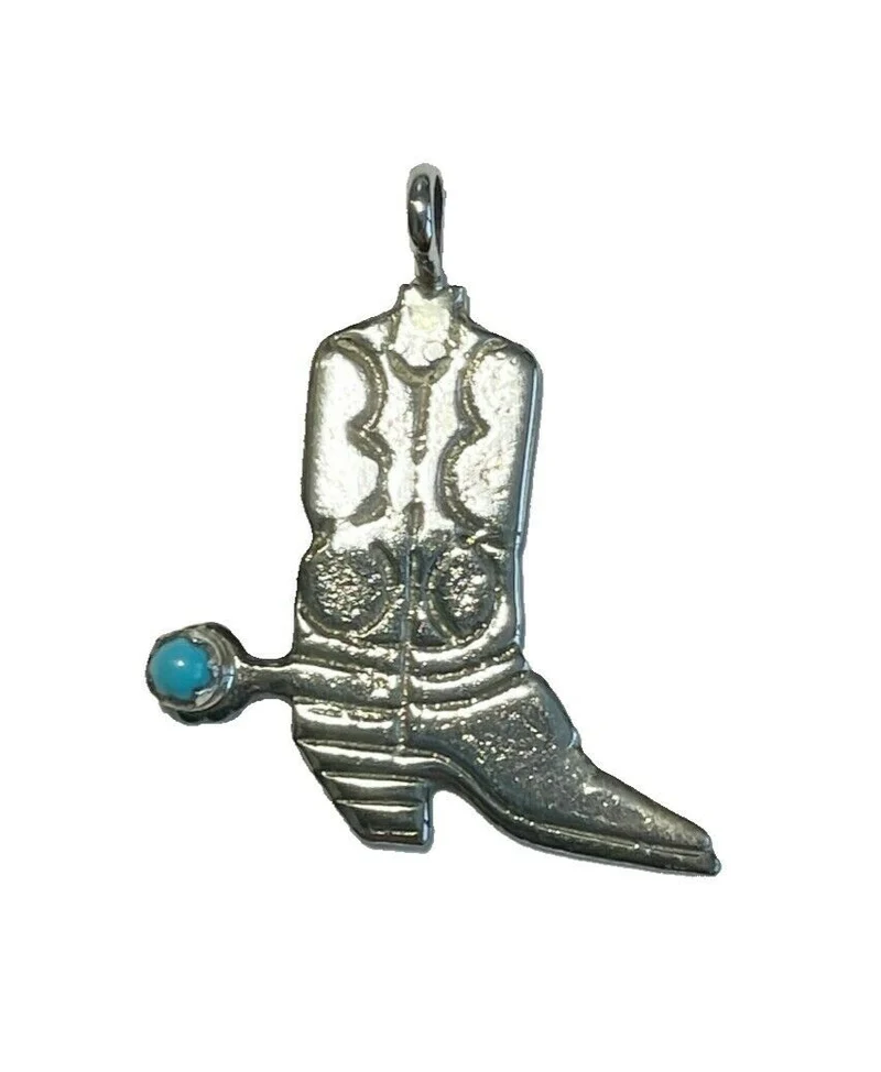 Anhänger Cowboystiefel mit Türkis 925er Sterling Silber Handarbeit Navajo