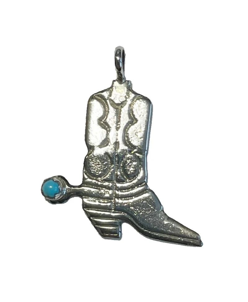 Anhänger Cowboystiefel mit Türkis 925er Sterling Silber Handarbeit Navajo