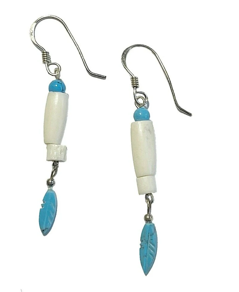 Ohrringe Ohrhänger Indianerschmuck Westernschmuck Knochen Bein 925er Silber