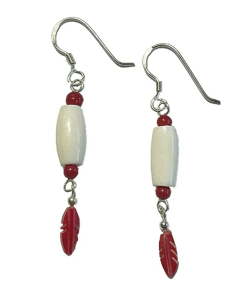 Ohrringe Ohrhänger Indianerschmuck Westernschmuck Knochen Bein 925er Silber