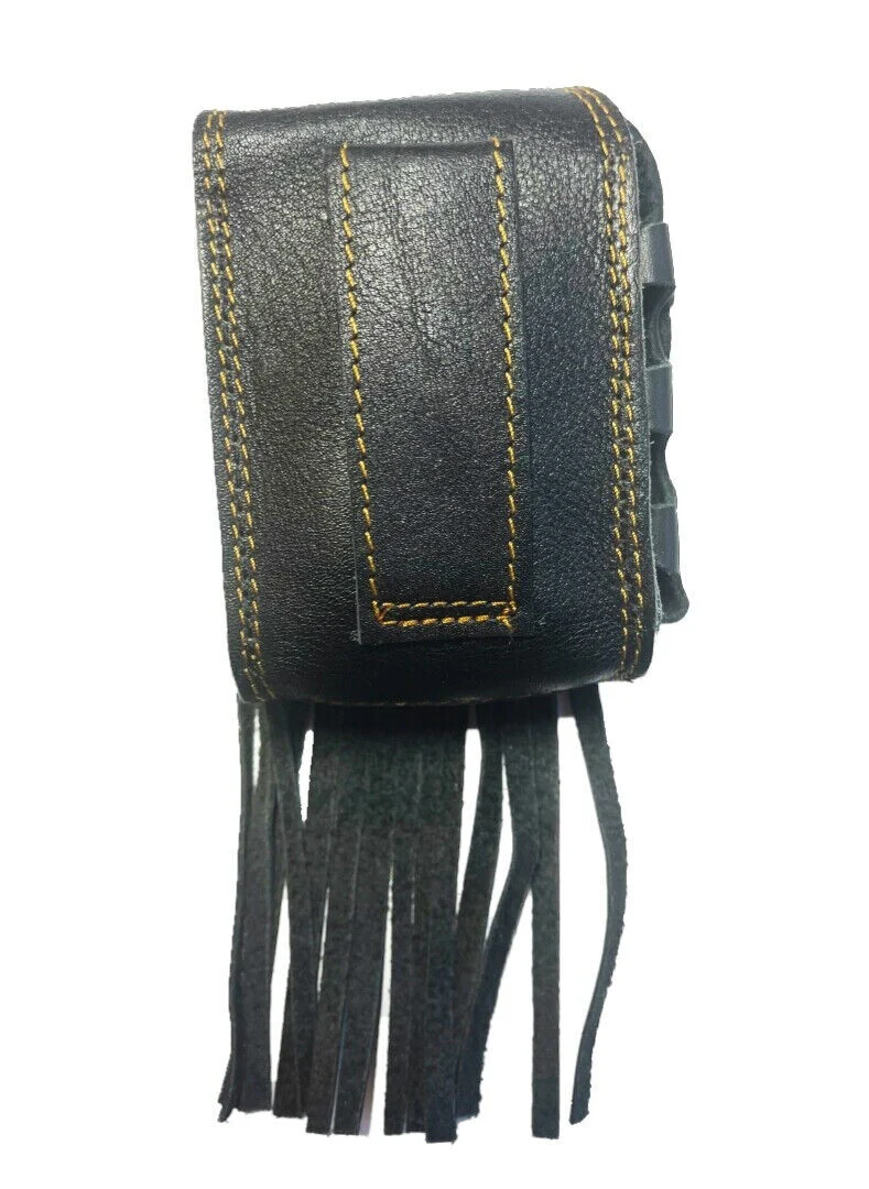 Zigarettenetui Zigarettenbox Gürteltasche Leder schwarz Fransen Feuerzeughalter