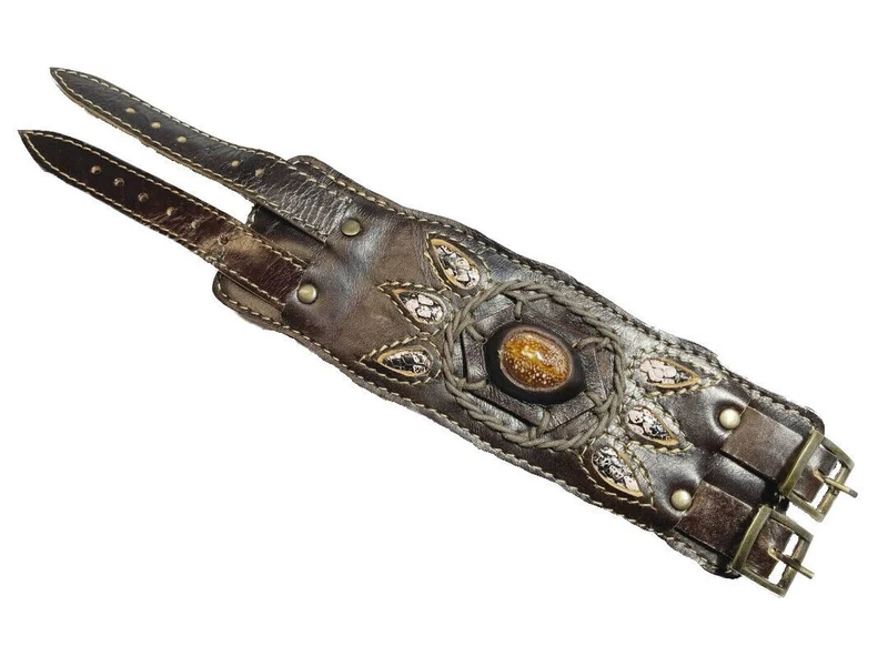 Echt Lederarmband Westernarmband BREIT braun mit Sicherheitsfach