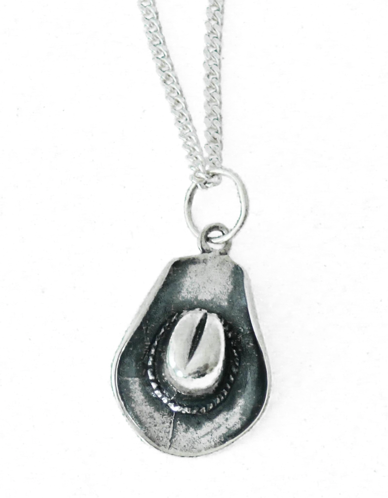 Kette Halskette mit Anhänger Cowboyhut 3 Längen 925er Silber Westernschmuck