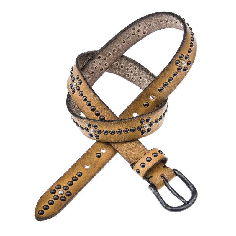 b, belt Gürtel mit Nieten in Senfgelb