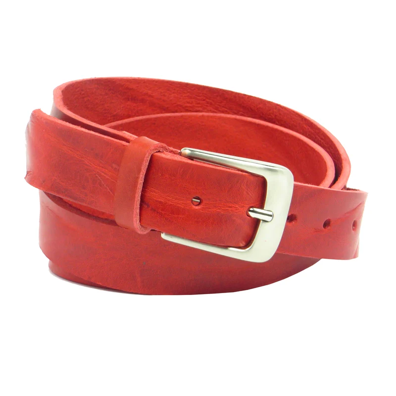 Ledergürtel 3 cm breit rot Rindsleder