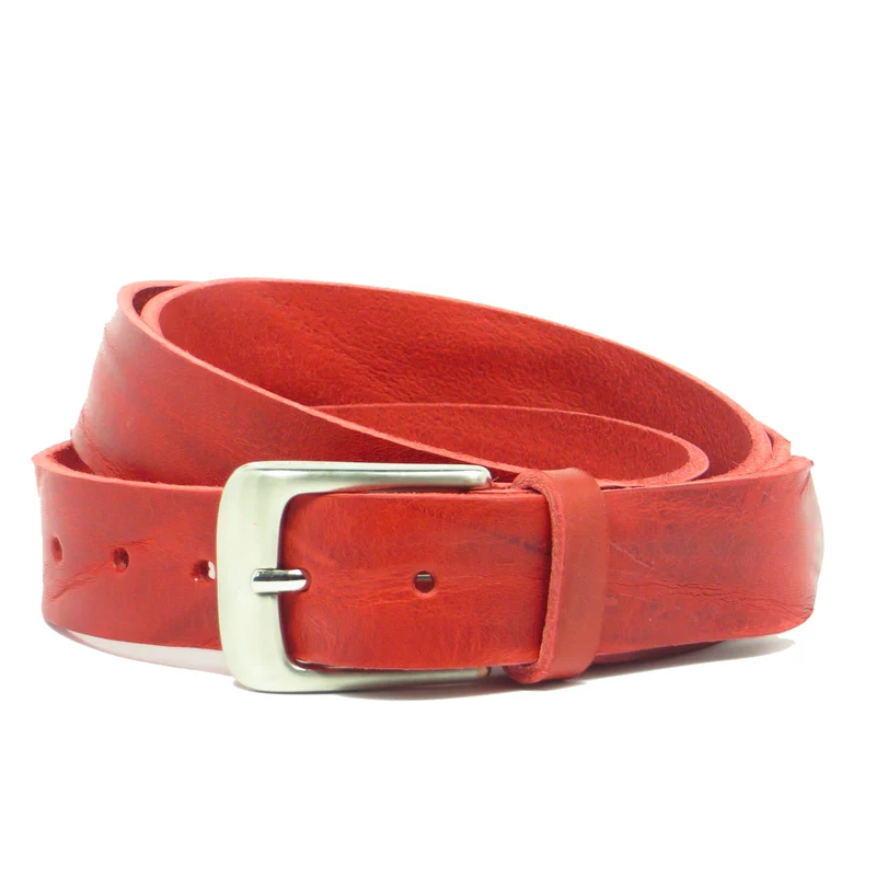 Ledergürtel 3 cm breit rot Rindsleder