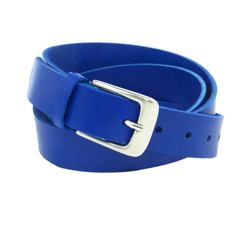 Ledergürtel 3 cm breit blau Rindsleder