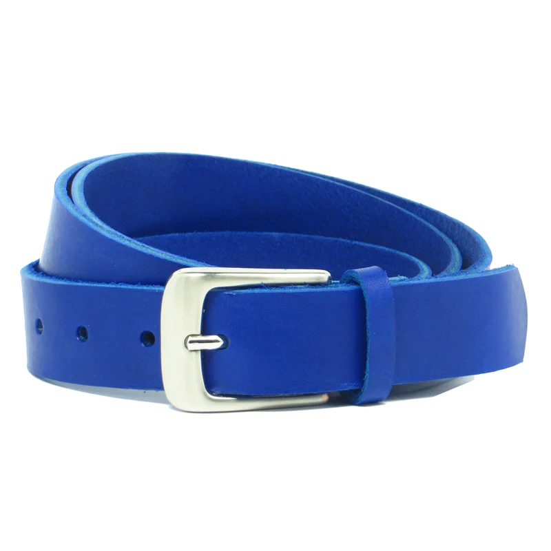 Ledergürtel 3 cm breit blau Rindsleder