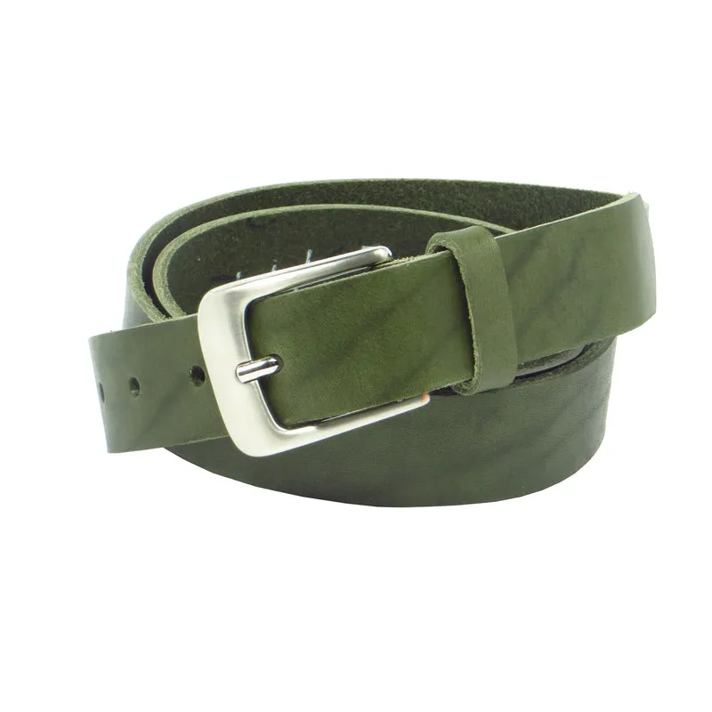 Ledergürtel 3 cm breit grün Rindsleder
