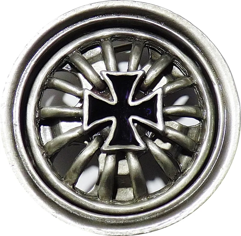 Gürtelschnalle Buckle Spinning Wheel mit Eisernem Kreuz Felge Motorrad Biker