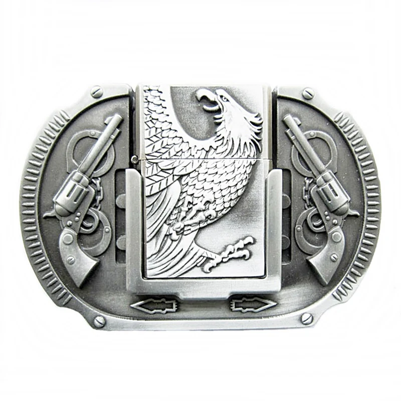 Gürtelschnalle Buckle Gürtelschließe mit Sturmfeuerzeug Adler Colt Western