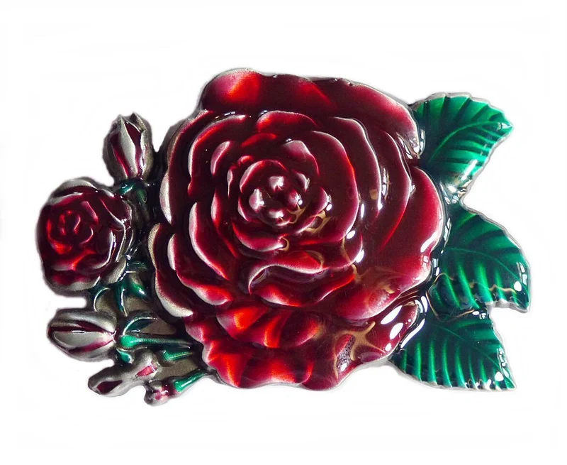 Gürtelschnalle Buckle Gürtelschliesse Western Rose rot Country Line Dance