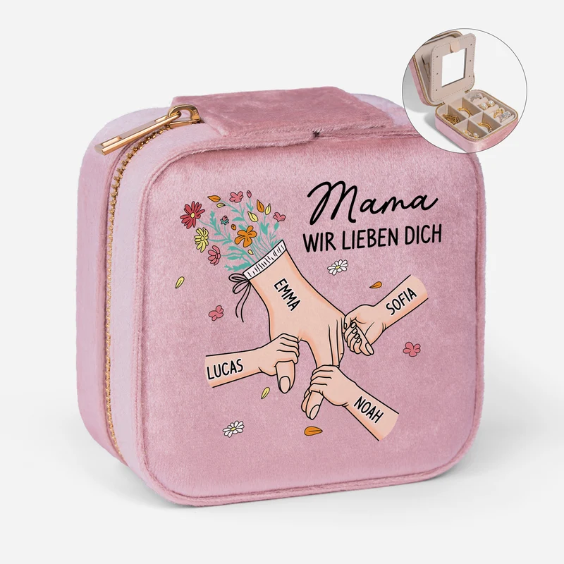 Mama Ich Liebe Dich - Personalisiertes Geschenk | Schmuckkästchen Samt Mama Oma