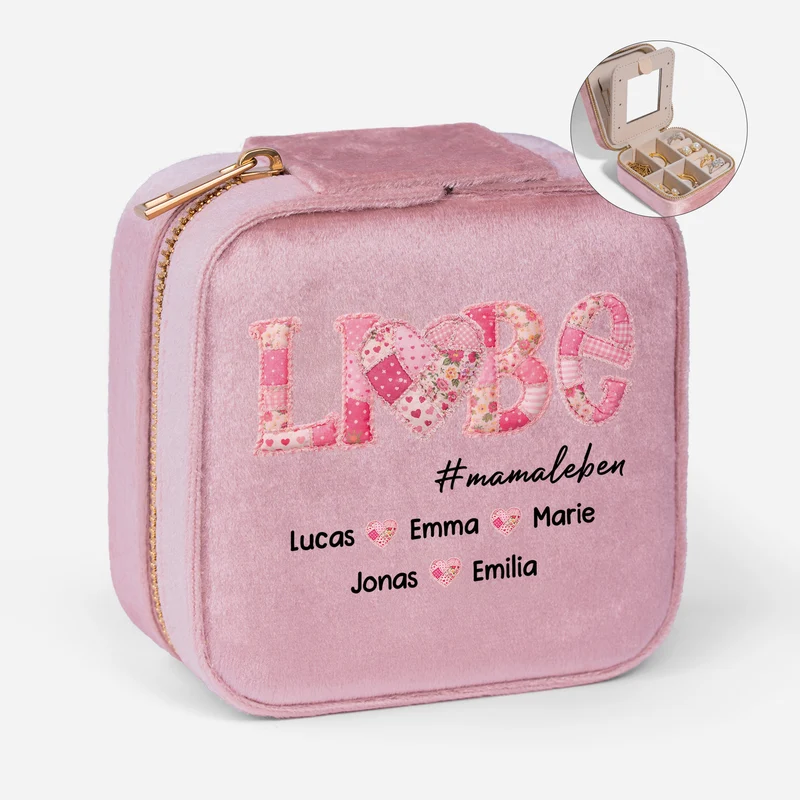 Liebe Patchwork - Personalisiertes Geschenk | Schmuckkästchen Samt Oma Mama