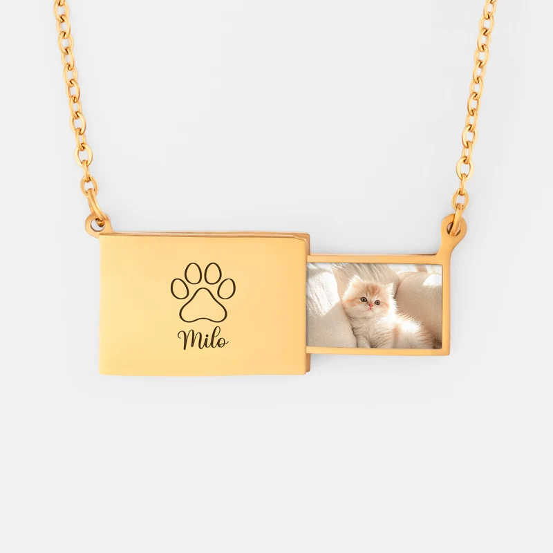 Pfote + Foto Briefumschlag Kette - Personalisiertes Geschenk | Kette Katze Hund