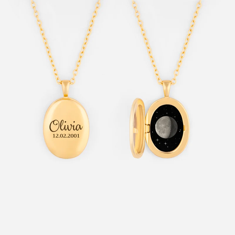 Mondphase - Personalisierte Geschenke Für Frauen | Kette Mit Ovalem Anhänger