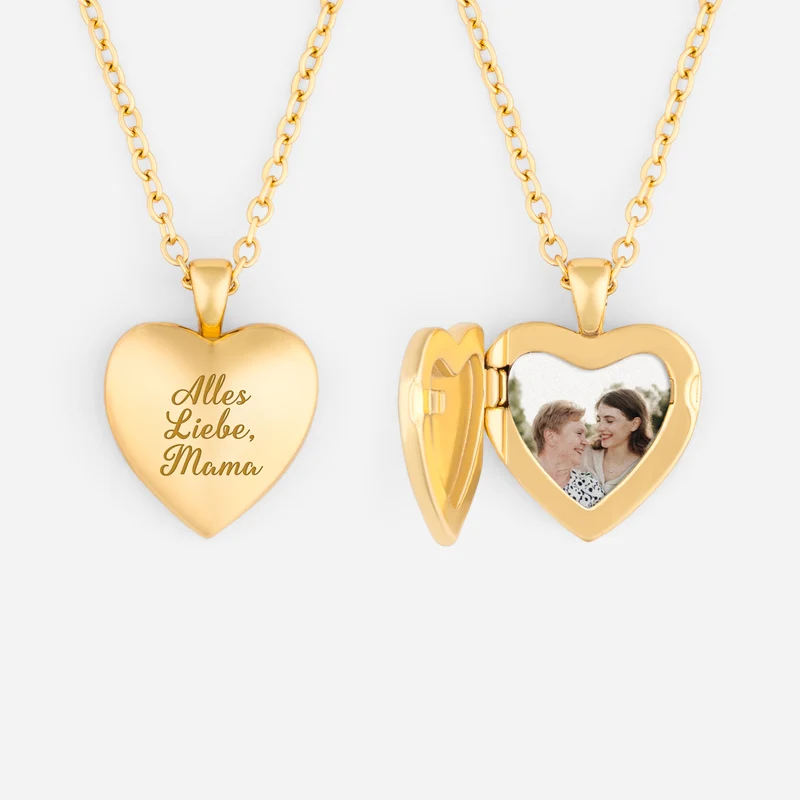 Alles Liebe Mama Herzkette Mit Bild - Personalisierte Geschenke Foto | Kette Mama Oma
