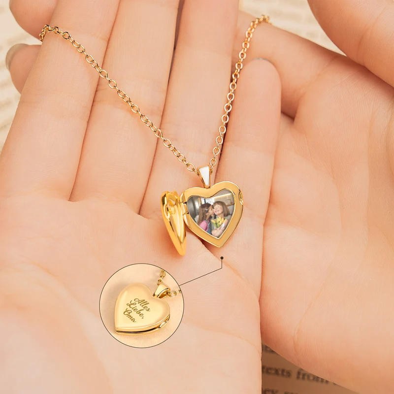 Alles Liebe Mama Herzkette Mit Bild - Personalisierte Geschenke Foto | Kette Mama Oma