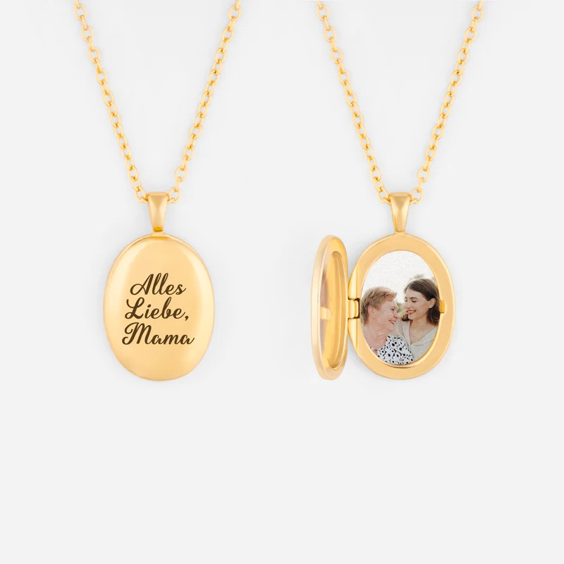 Liebe Mama Oma - Personalisierte Geschenke Foto | Kette Mit Ovalem Anhänger