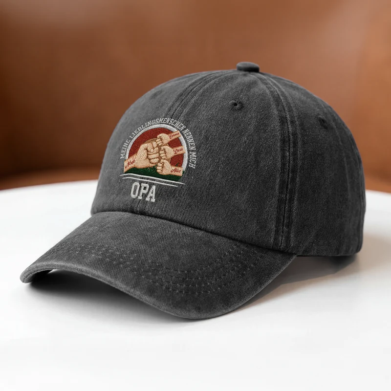 Meine Lieblingsmenschen Nennen Mich Opa Papa - Personalisiertes Geschenk | Washed Cap