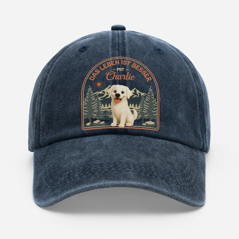 Das Leben Ist Besser Mit Hunden - Personalisiertes Geschenk | Washed Cap