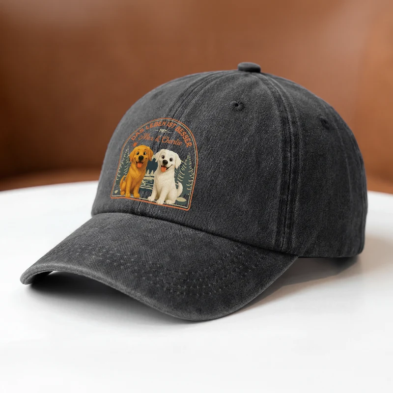 Das Leben Ist Besser Mit Hunden - Personalisiertes Geschenk | Washed Cap