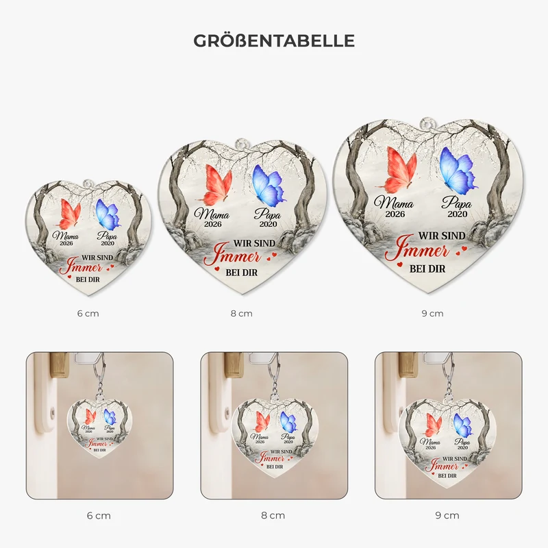 Wir Sind Immer Bei Dir - Personalisierte Trauergeschenke | Acryl Schlüsselanhänger Papa Mama