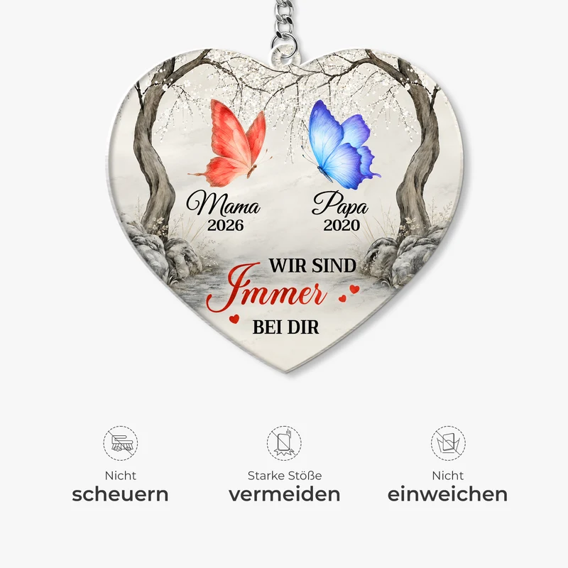 Wir Sind Immer Bei Dir - Personalisierte Trauergeschenke | Acryl Schlüsselanhänger Papa Mama