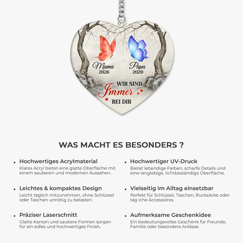Wir Sind Immer Bei Dir - Personalisierte Trauergeschenke | Acryl Schlüsselanhänger Papa Mama