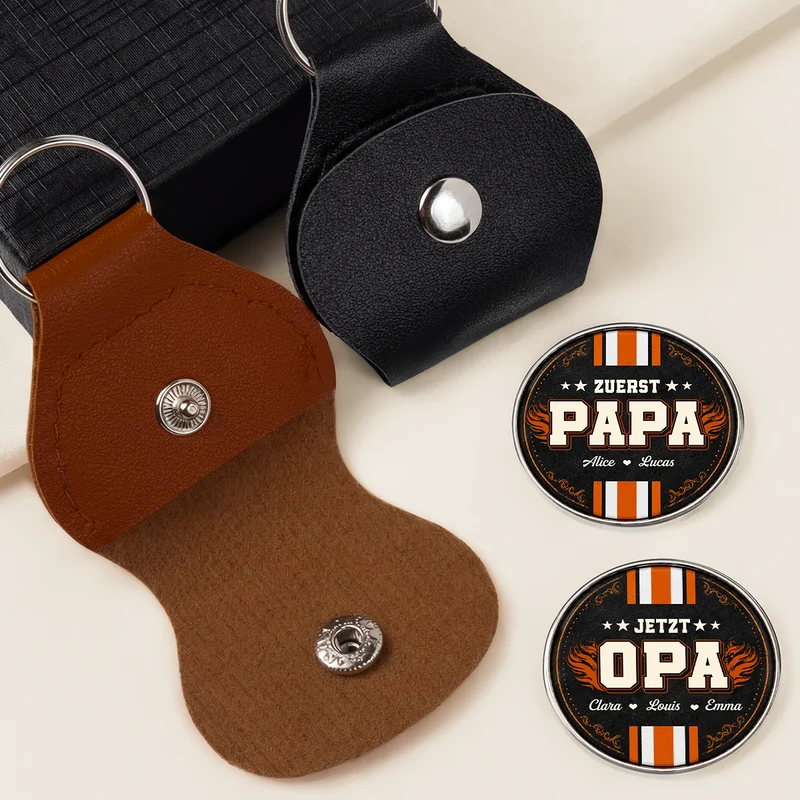 [3D-Optik] Zuerst Papa Jetzt Opa - Personalisiertes Geschenk | Pocket Hug Schlüsselanhänger