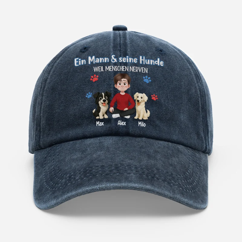 Ein Mann & Sein Hund Weil Menschen Nerven - Personalisiertes Geschenk | Washed Cap Pfoten