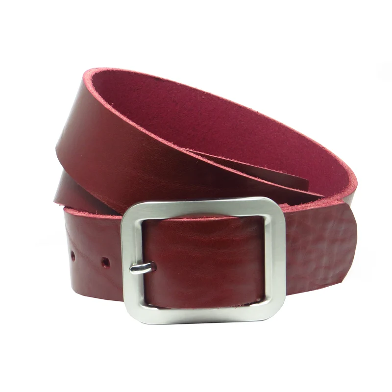 Ledergürtel 4 cm breit bordeaux rot Rindsleder