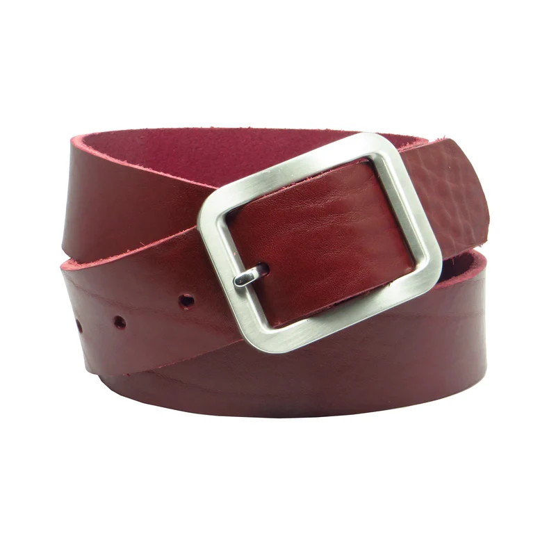 Ledergürtel 4 cm breit bordeaux rot Rindsleder